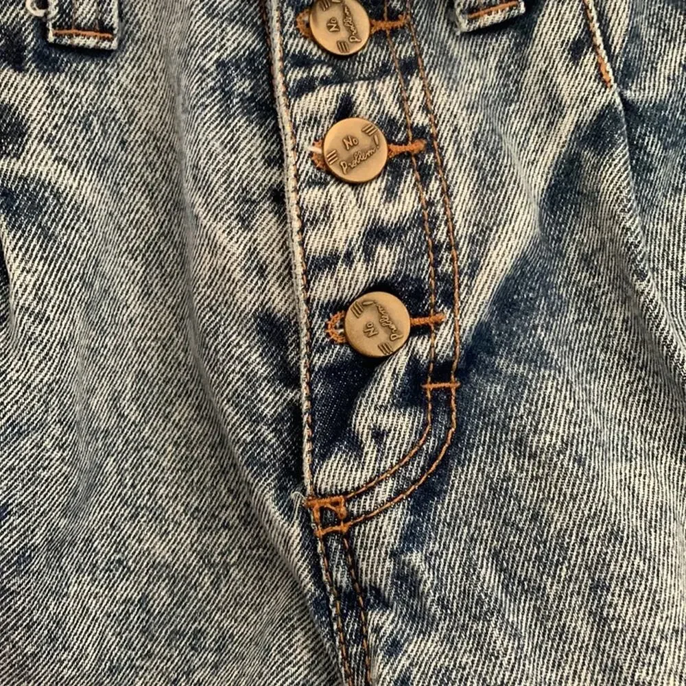 Vintage 80s no problem womens 26 small 11/12 fold over paper bag jeans acid wash